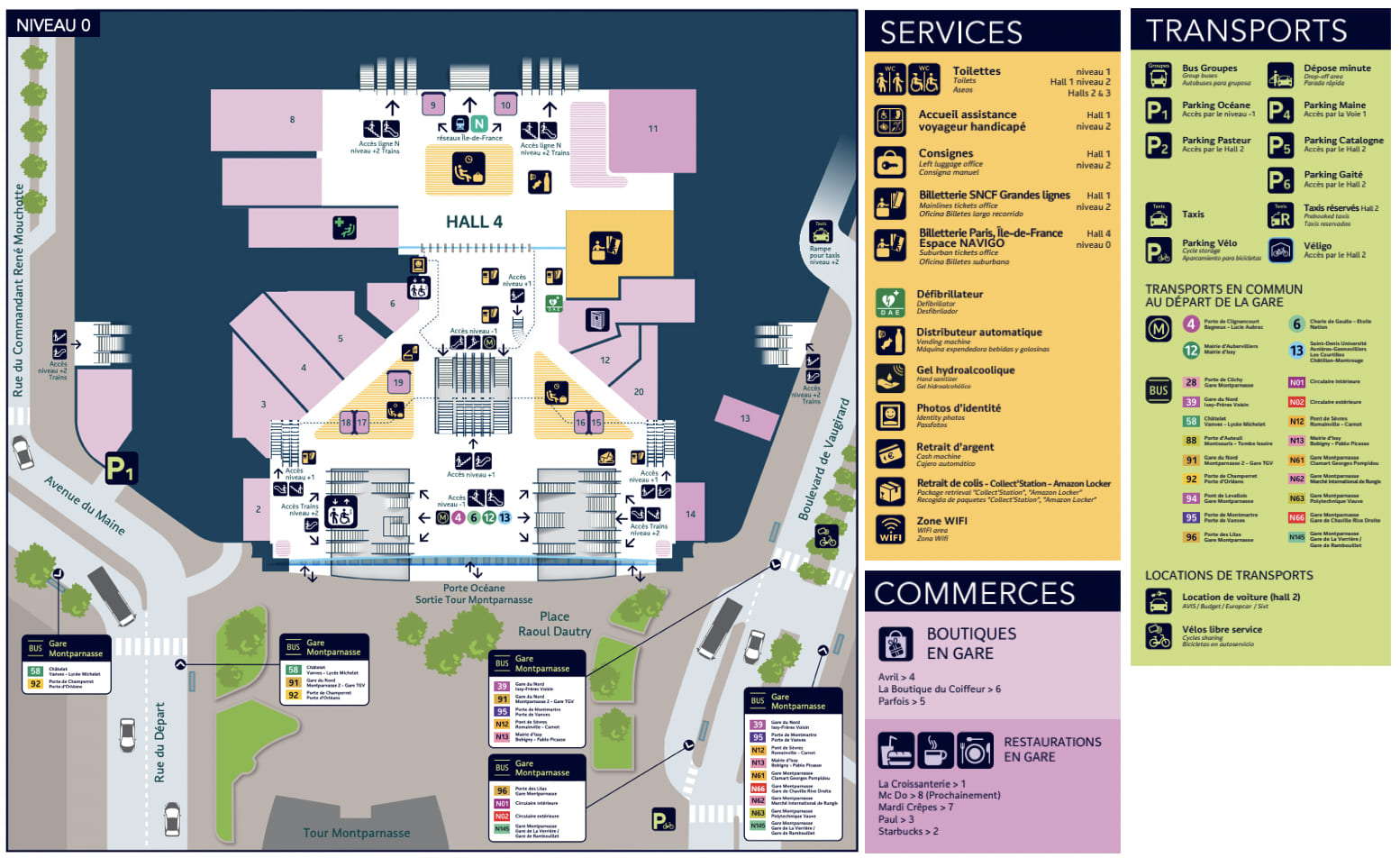 Plan niveau 0 gare Montparnasse