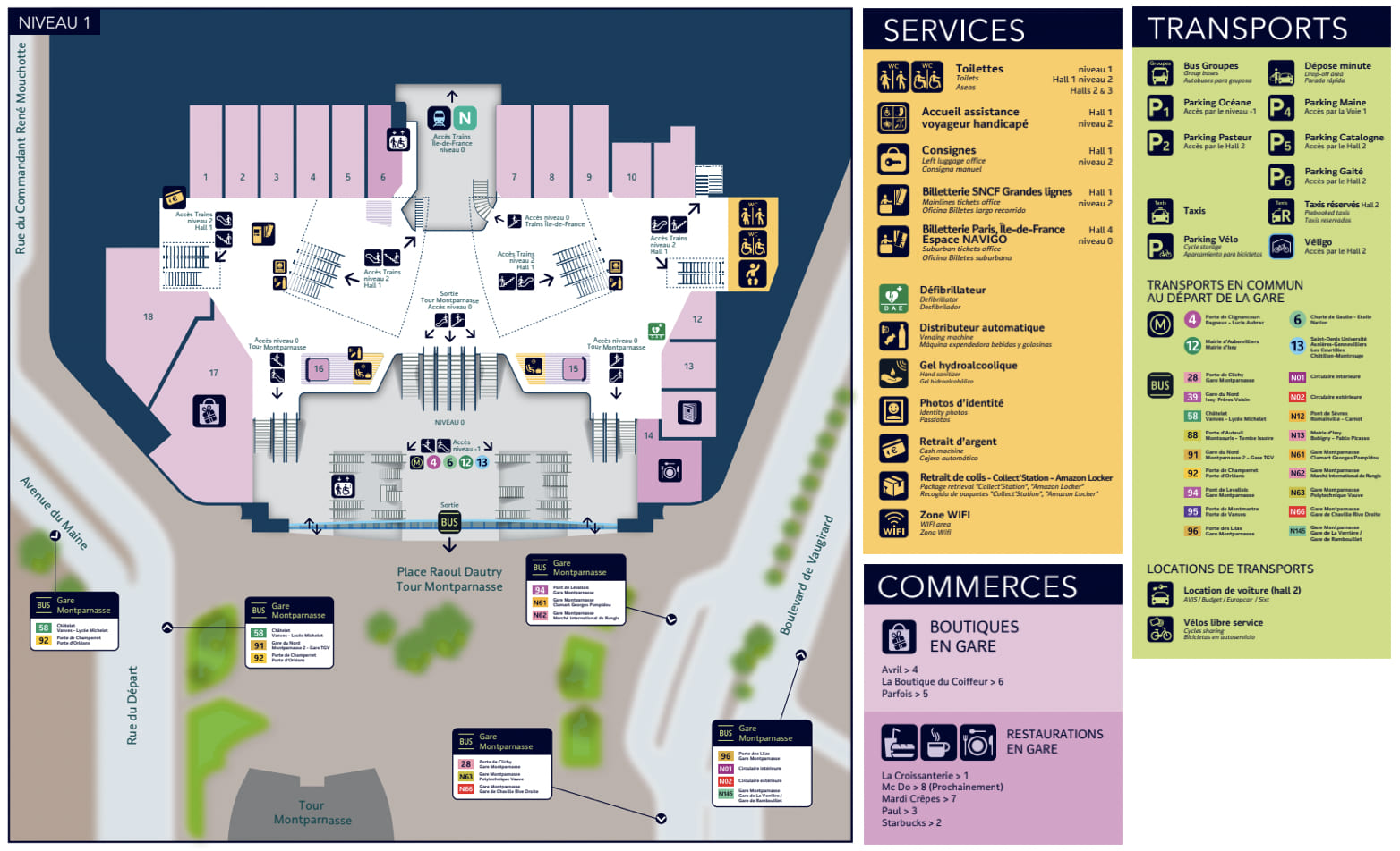 Plan niveau 1 gare Montparnasse