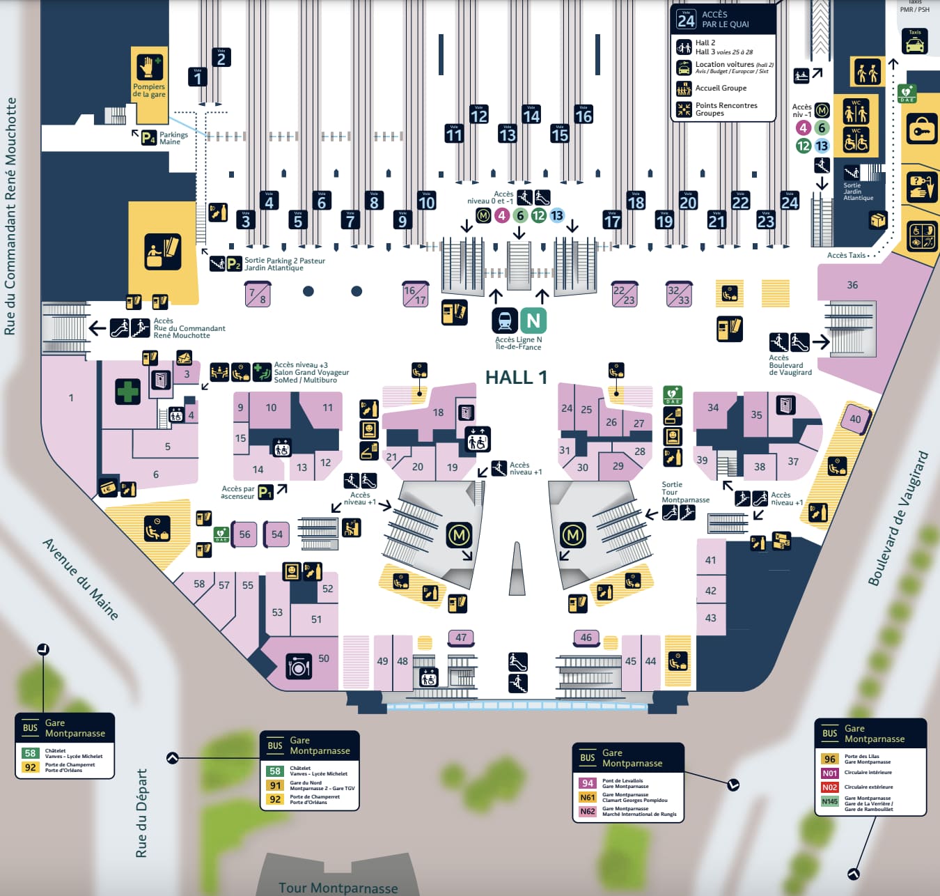 Plan niveau 2 gare Montparnasse